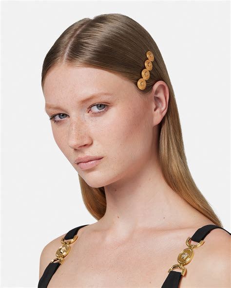 versace medusa hair clip left|Versace: Gold 'La Medusa' Left Hair Pin .